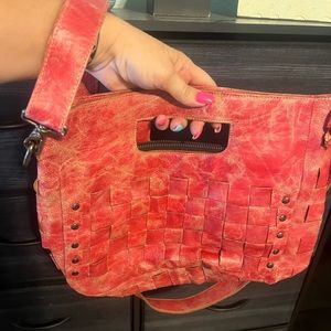 Bed Stu Red Woven Crossbody